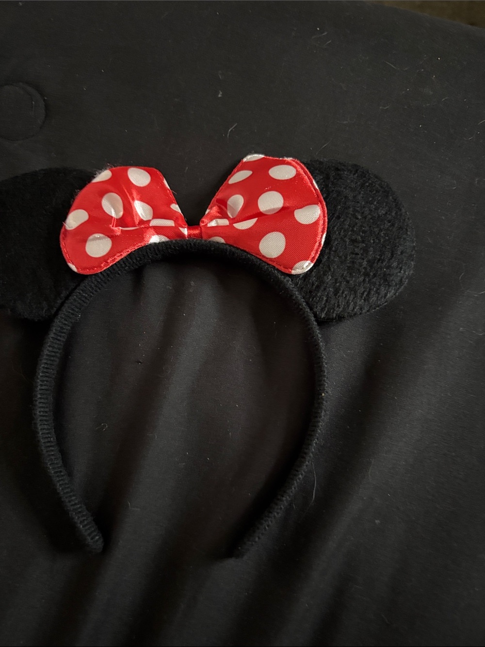 Kids Minnie-Style Black Headband with Red Polka Dot Bow